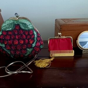 Judith leiber Strawberry crystal handbag. Red/Green